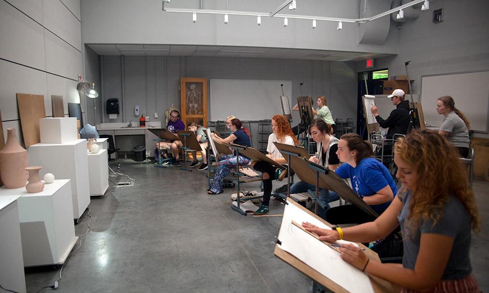 Studio Art students in a class